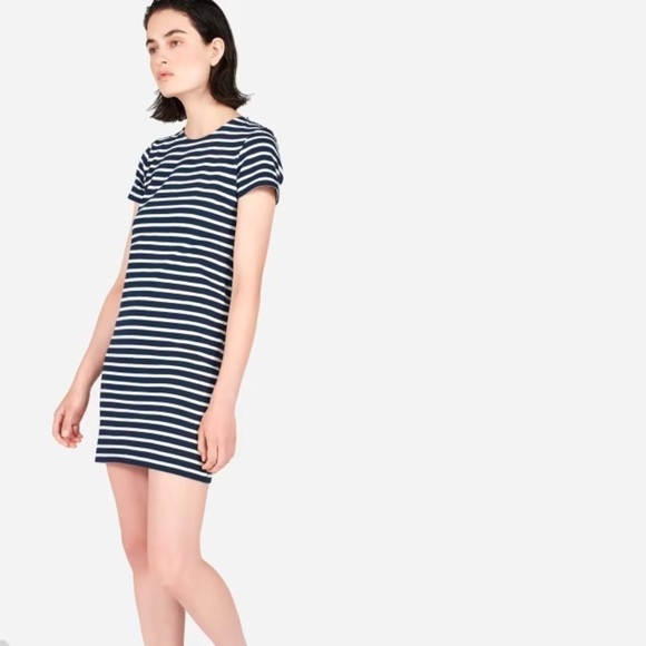 Everlane The Gia Mini Dress, Navy & White Striped, Size L - Picture 1 of 10